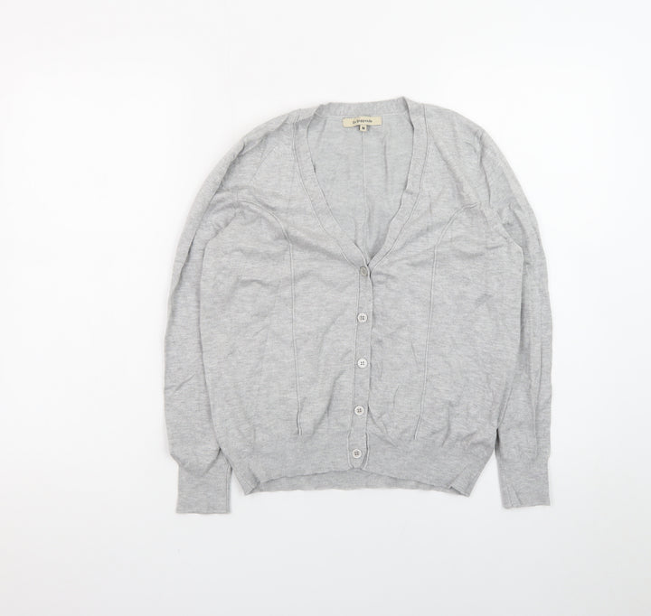 La Leggenda Womens Grey Cardigan V-Neck Knit Jumper M