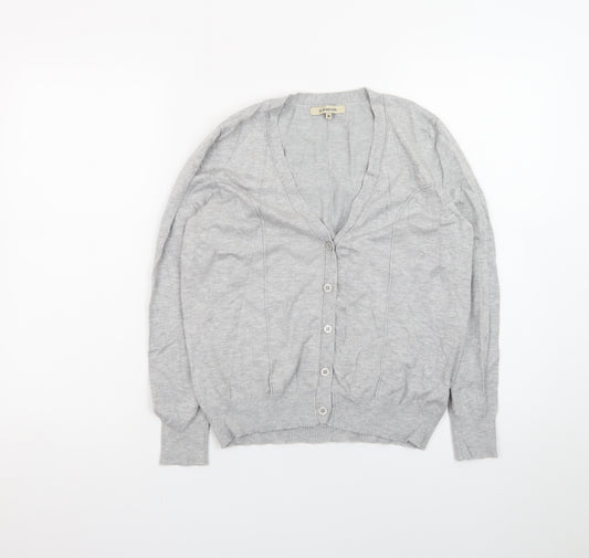 La Leggenda Womens Grey Cardigan V-Neck Knit Jumper M