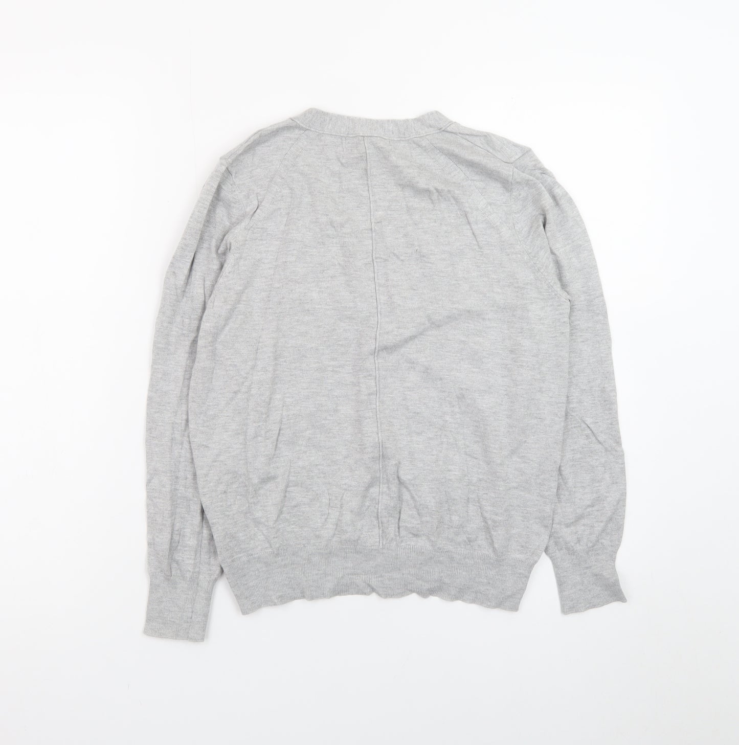 La Leggenda Womens Grey Cardigan V-Neck Knit Jumper M