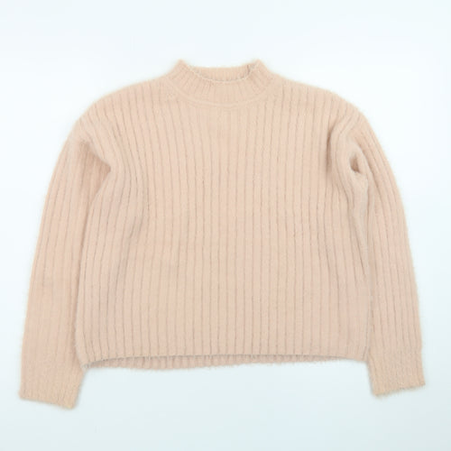 Next Teens Beige Ribbed High Neck Pullover Jumper Size 12Y