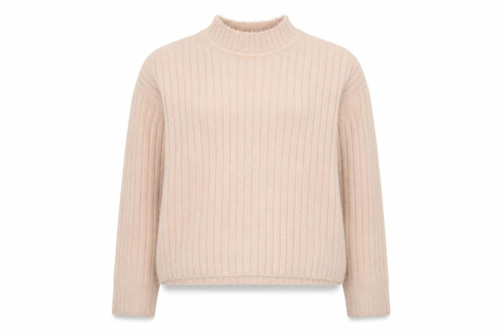 Front view of Next Teens Beige Ribbed High Neck jumper Size 12Y
