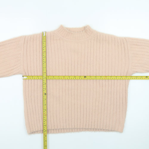 Next Teens Beige Ribbed High Neck Pullover Jumper Size 12Y