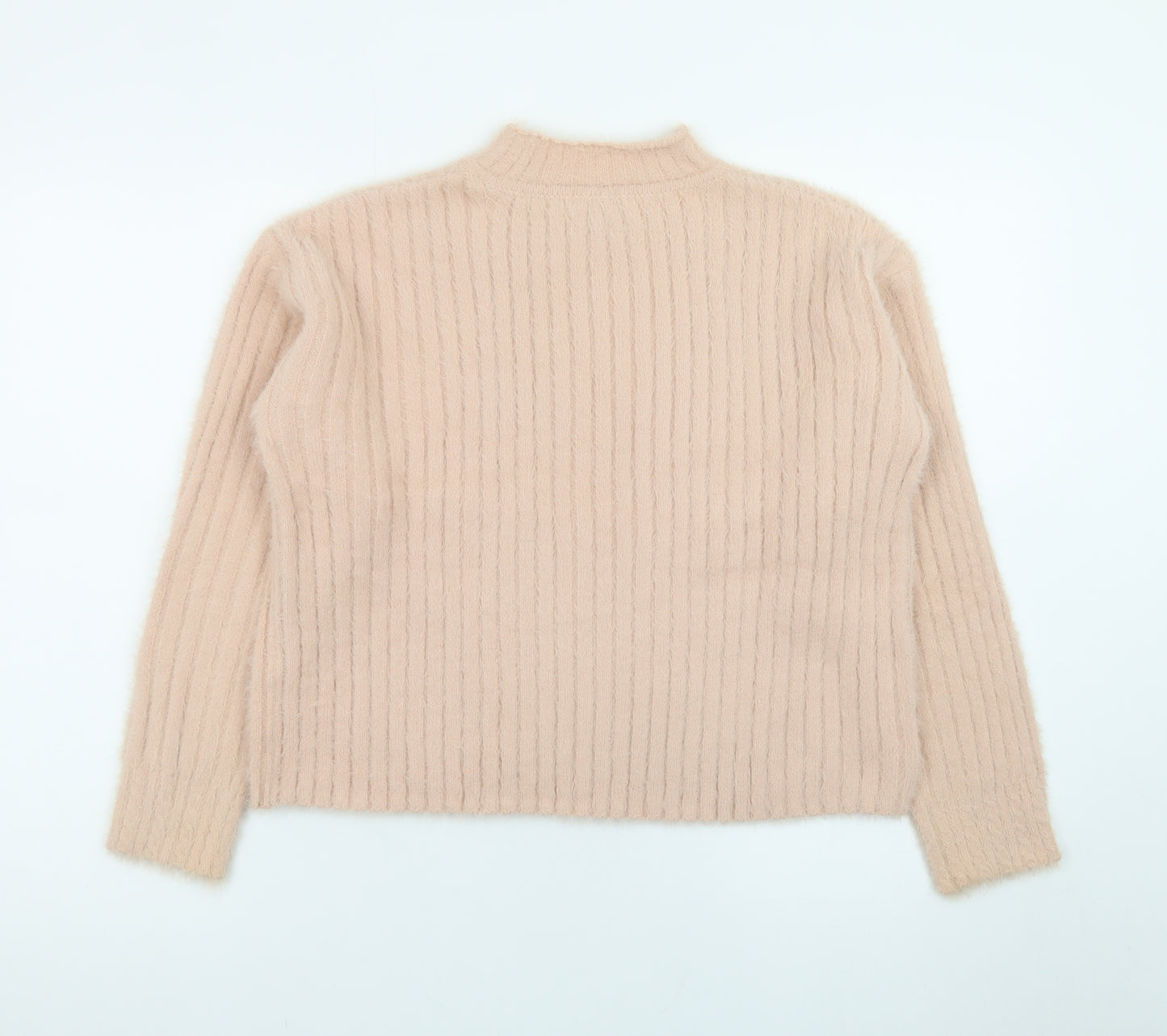 Next Teens Beige Ribbed High Neck Pullover Jumper Size 12Y