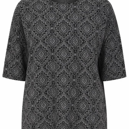 Masai Women Black 2XL Geometric Shift Dress Jersey Plus Size
