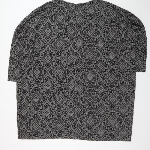 Masai Women Black 2XL Geometric Shift Dress Jersey Plus Size