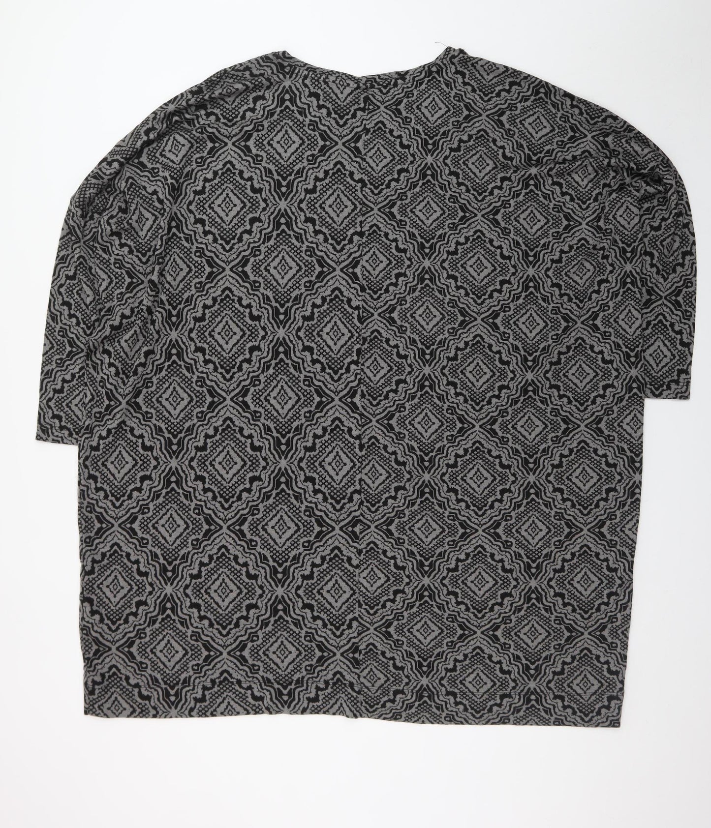 Masai Women Black 2XL Geometric Shift Dress Jersey Plus Size