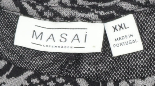 Masai Women Black 2XL Geometric Shift Dress Jersey Plus Size