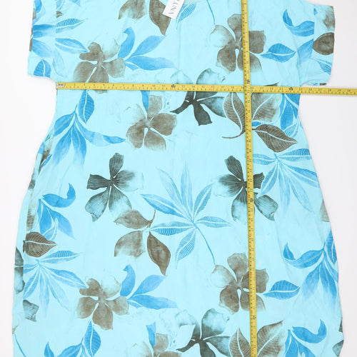 LA LUNA Women Blue Floral Shift Dress One Size Casual Summer