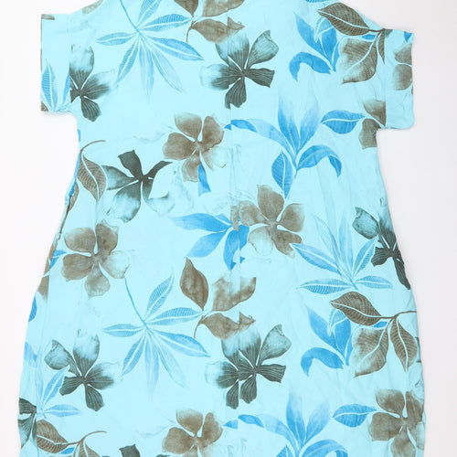 LA LUNA Women Blue Floral Shift Dress One Size Casual Summer