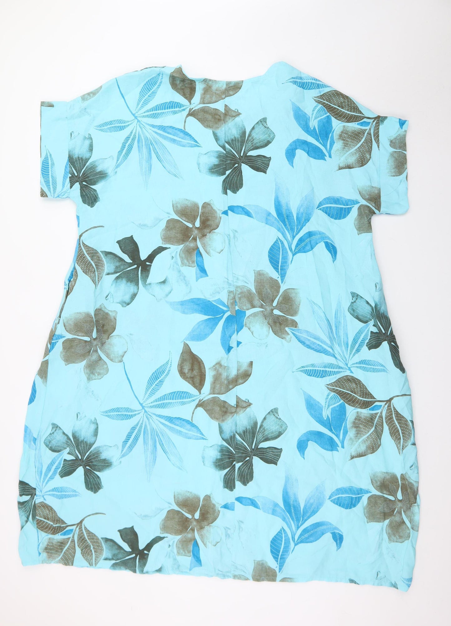 LA LUNA Women Blue Floral Shift Dress One Size Casual Summer