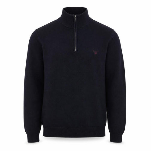 GANT Men's Black Cotton 1/2 Zip High Neck Jumper Size M
