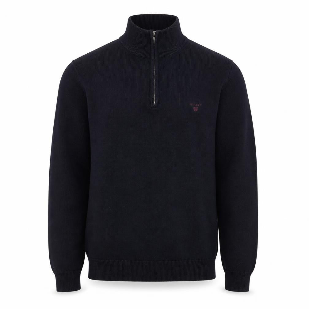 GANT Men's Black Cotton 1/2 Zip High Neck Jumper Size M