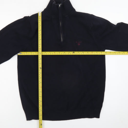 GANT Men's Black Cotton 1/2 Zip High Neck Jumper Size M