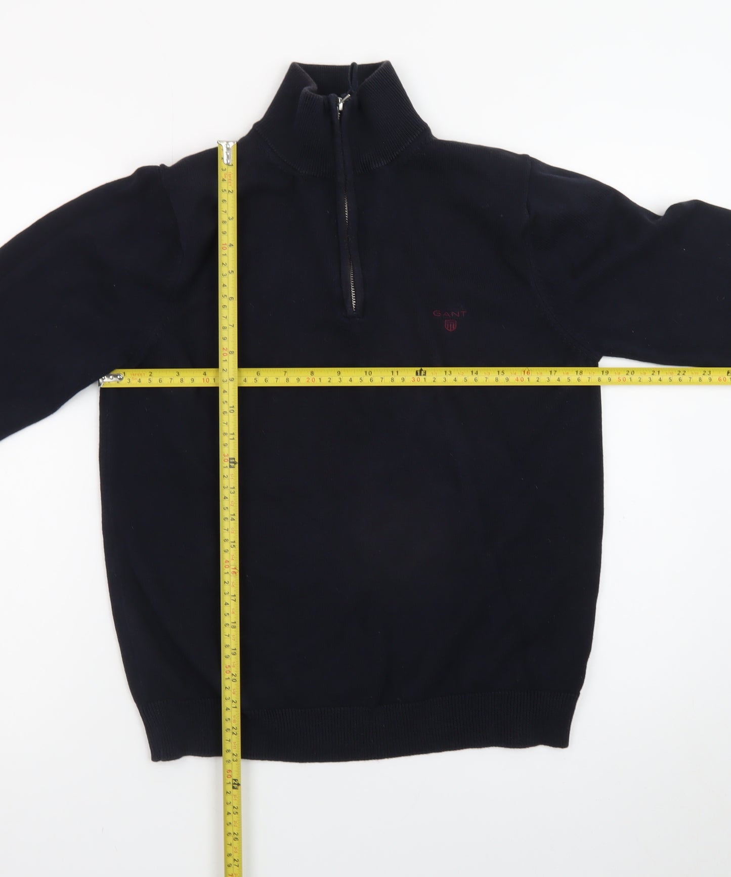 GANT Men's Black Cotton 1/2 Zip High Neck Jumper Size M