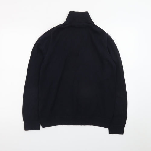 GANT Men's Black Cotton 1/2 Zip High Neck Jumper Size M