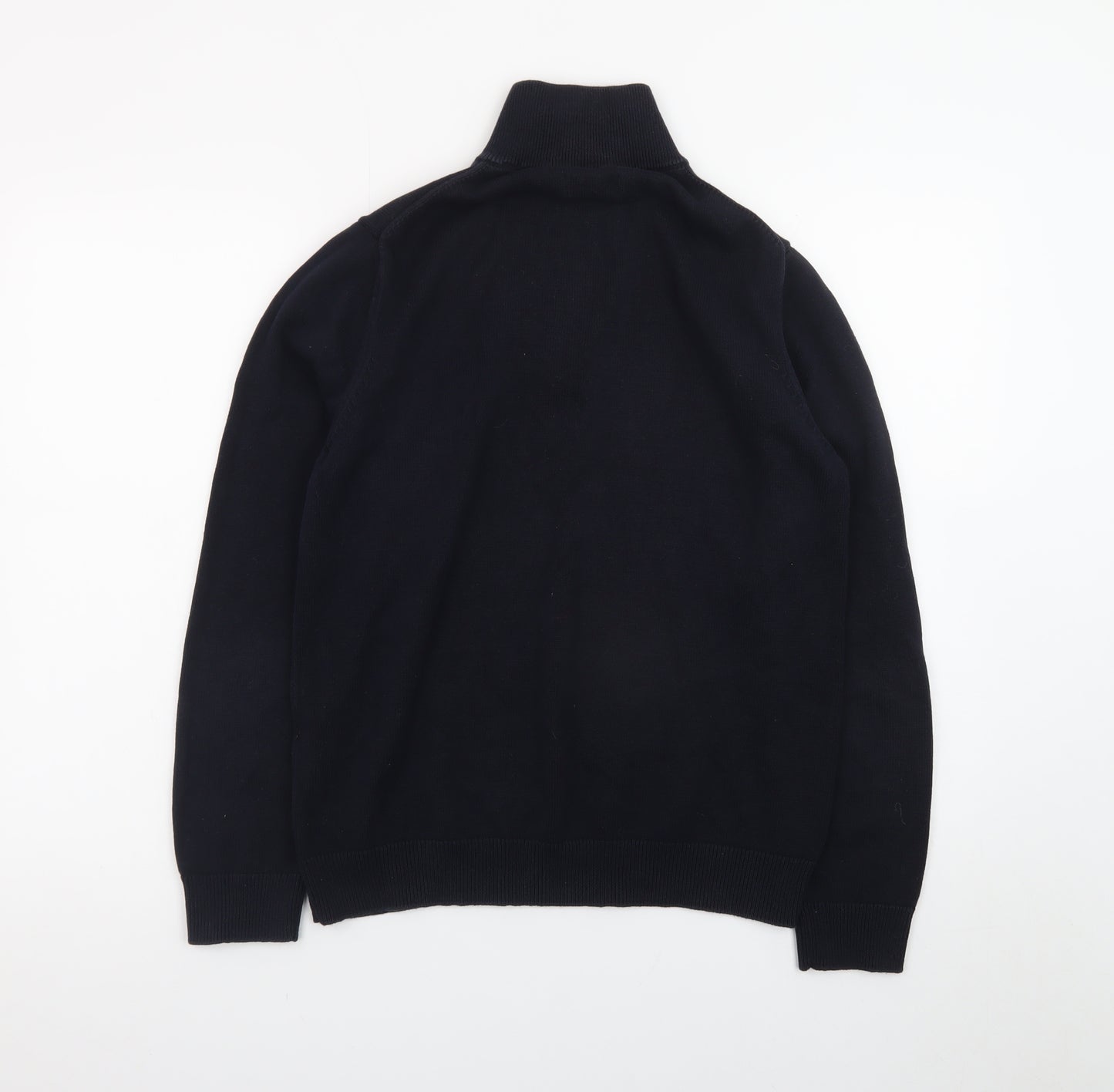 GANT Men's Black Cotton 1/2 Zip High Neck Jumper Size M