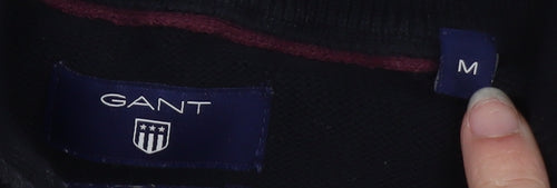 GANT Men's Black Cotton 1/2 Zip High Neck Jumper Size M