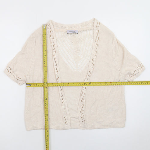 Marks and Spencer Women Beige Knit Short Sleeve Open Cardigan Size 16