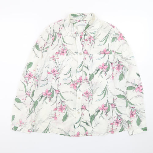 Marks and Spencer Women's Multicoloured Floral Cotton Button-Up Shirt Size 10