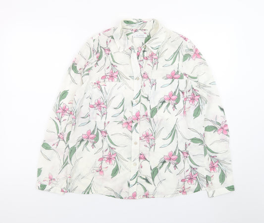Marks and Spencer Women's Multicoloured Floral Cotton Button-Up Shirt Size 10
