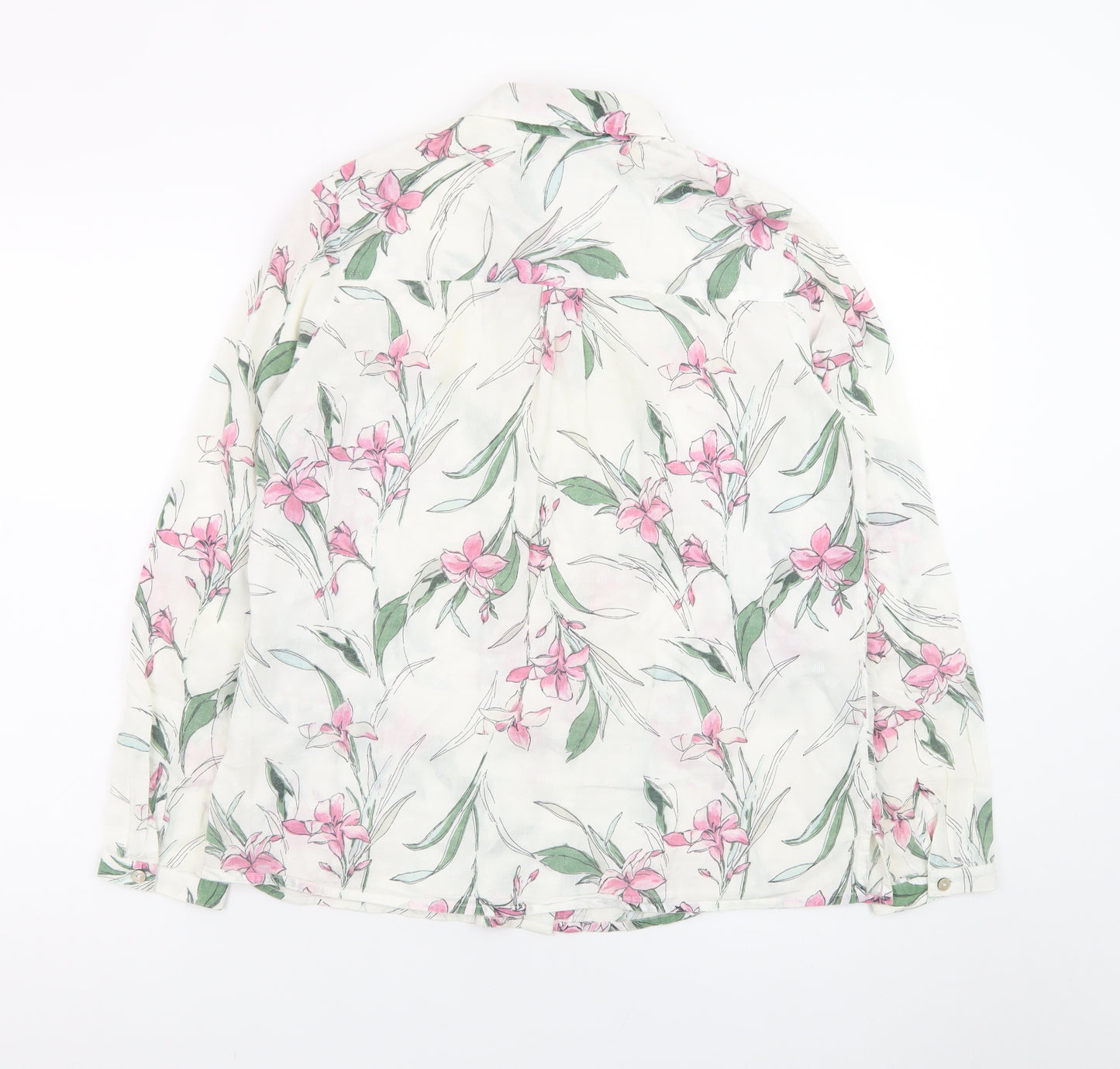 Marks and Spencer Women's Multicoloured Floral Cotton Button-Up Shirt Size 10