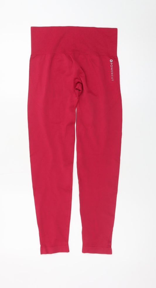 Powercut Women Red High Waist Ankle Length Leggings XL Seamless Fit