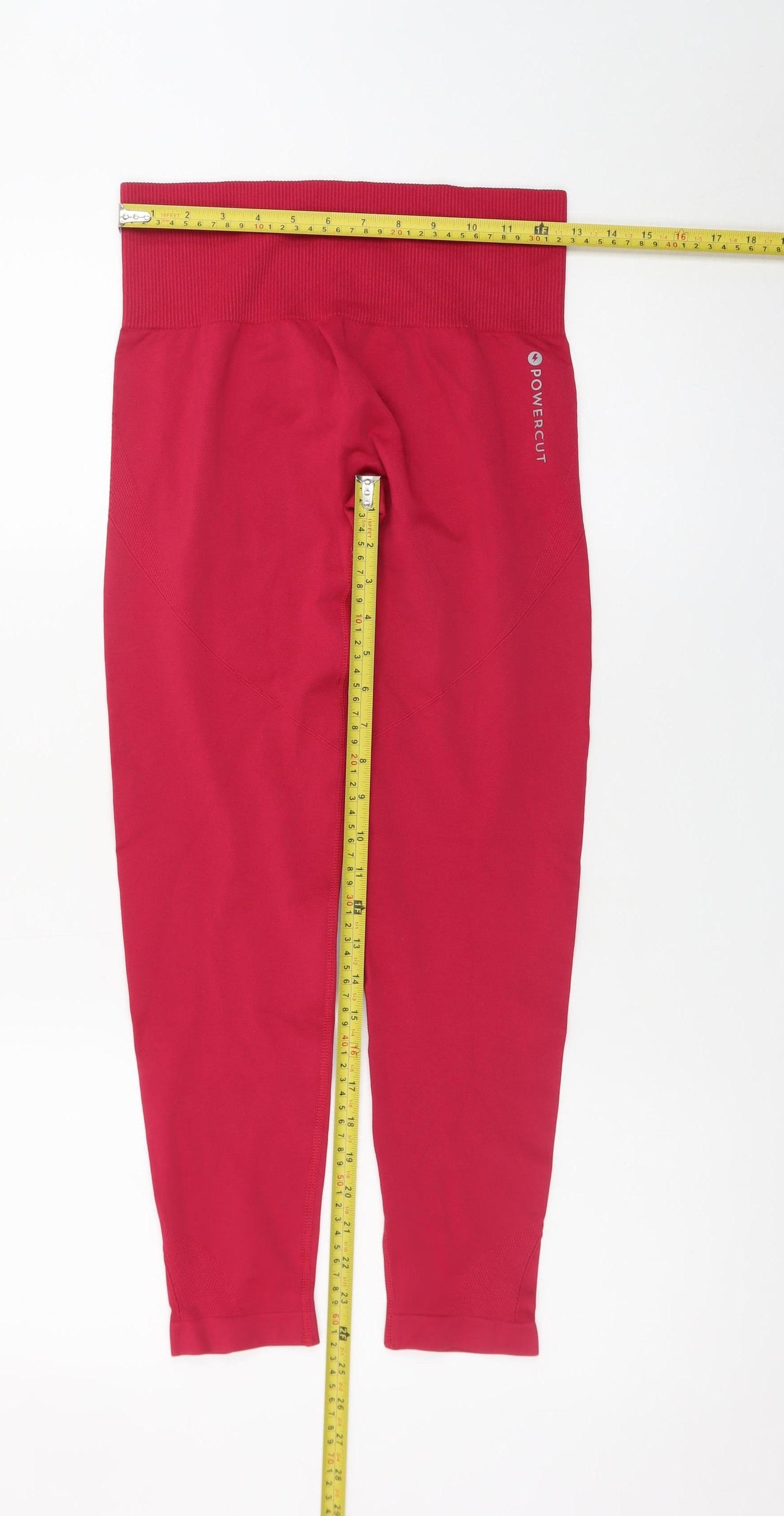 Powercut Women Red High Waist Ankle Length Leggings XL Seamless Fit
