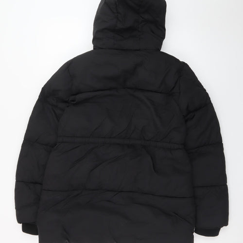 Primark Girls Black Hooded Puffer Jacket 12-13 Years Winter Coat