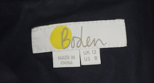 Boden Women's Blue Cotton Biker Jacket UK 12 Casual Short