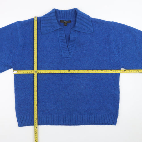 Next Women’s Blue Collared Knit Short Sleeve Jumper Size 12