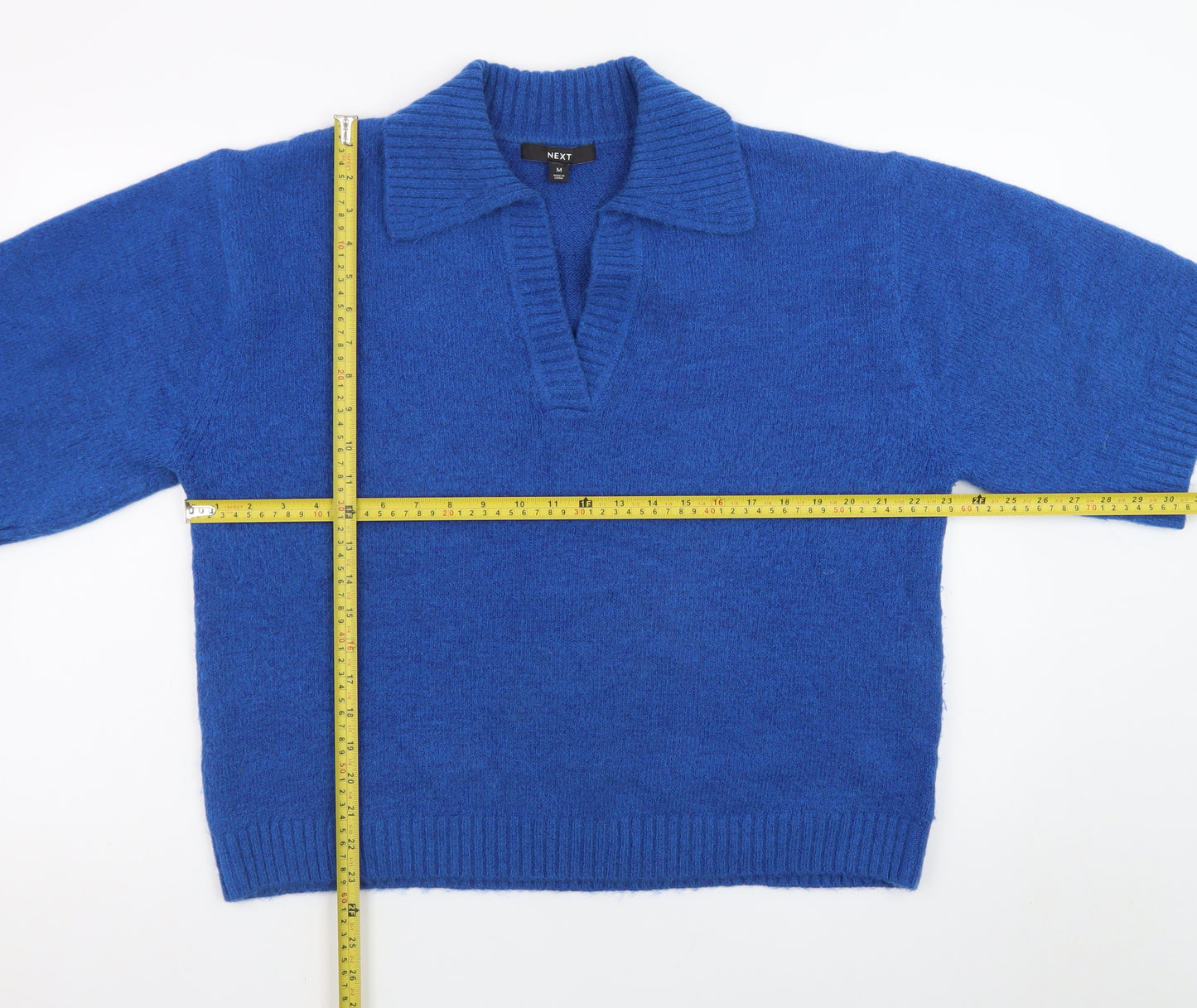 Next Women’s Blue Collared Knit Short Sleeve Jumper Size 12