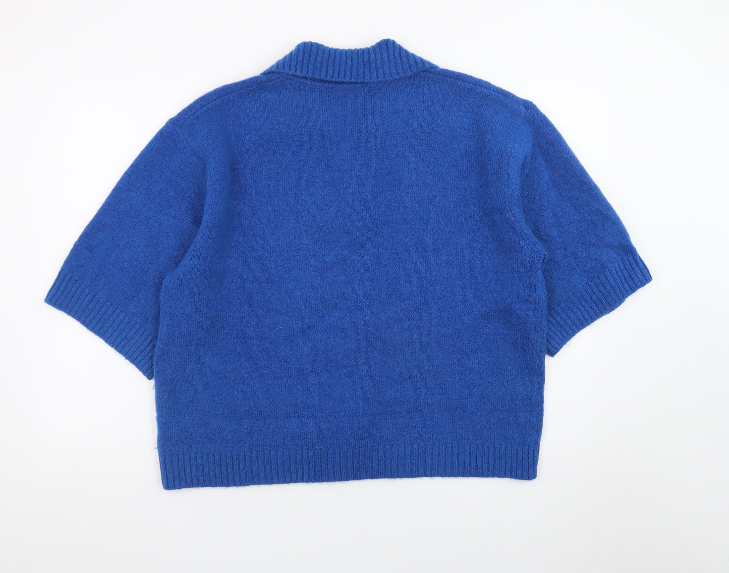 Next Women’s Blue Collared Knit Short Sleeve Jumper Size 12