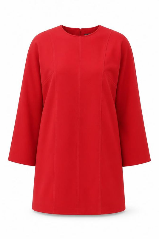 Front view of Dunnes Women Red Shift Dress, size 14, 3/4 Sleeve Workwear