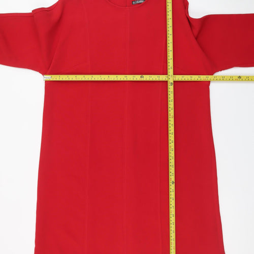 Dunnes Stores Women Red Shift Dress Size 14 3/4 Sleeve Workwear