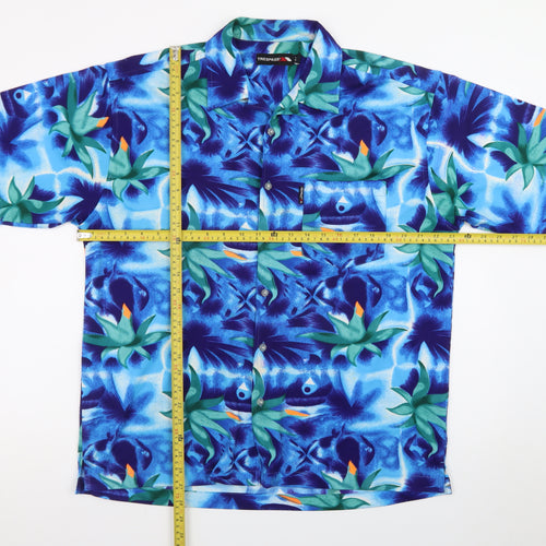 Trespass Mens Blue Hawaiian Short Sleeve Button-Up Shirt L