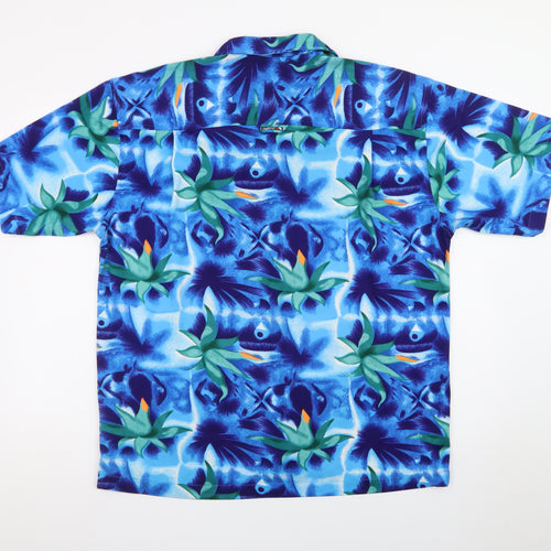 Trespass Mens Blue Hawaiian Short Sleeve Button-Up Shirt L