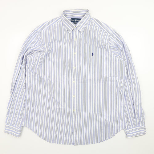Ralph Lauren Men's Blue Striped Classic Fit Button-Down Shirt Size 17