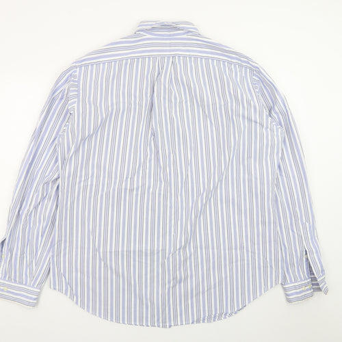 Ralph Lauren Men's Blue Striped Classic Fit Button-Down Shirt Size 17