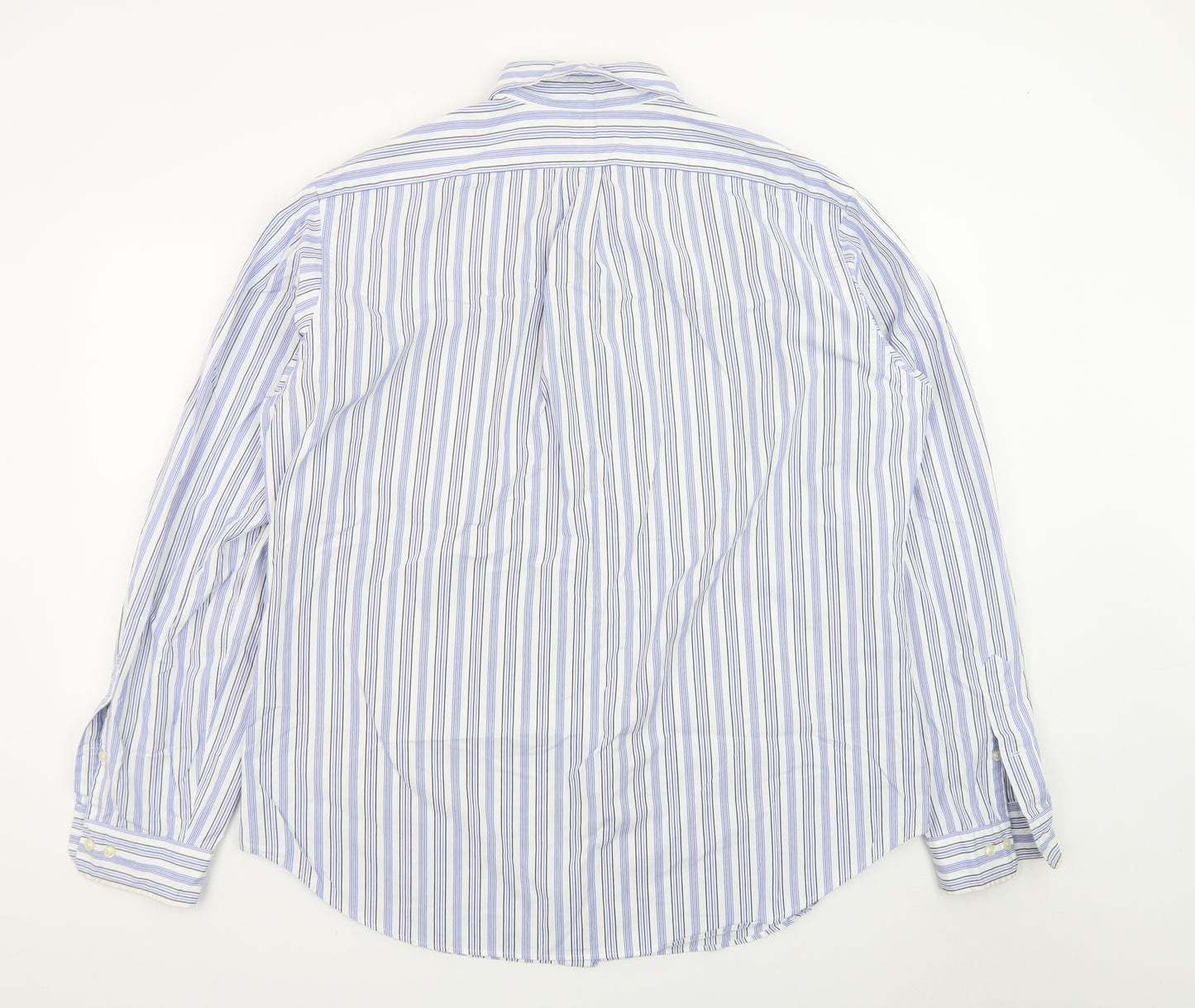 Ralph Lauren Men's Blue Striped Classic Fit Button-Down Shirt Size 17