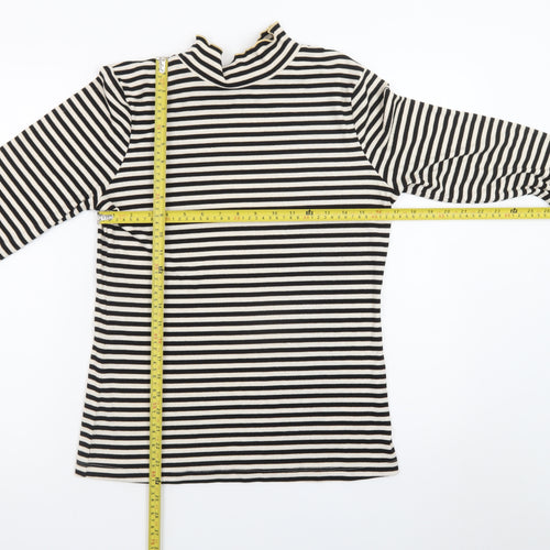 F&F Women’s Black Striped Long Sleeve Mock Neck Jersey Top Size 16