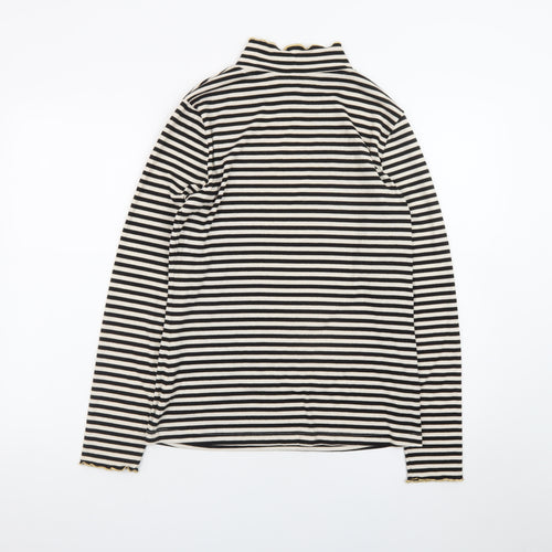 F&F Women’s Black Striped Long Sleeve Mock Neck Jersey Top Size 16