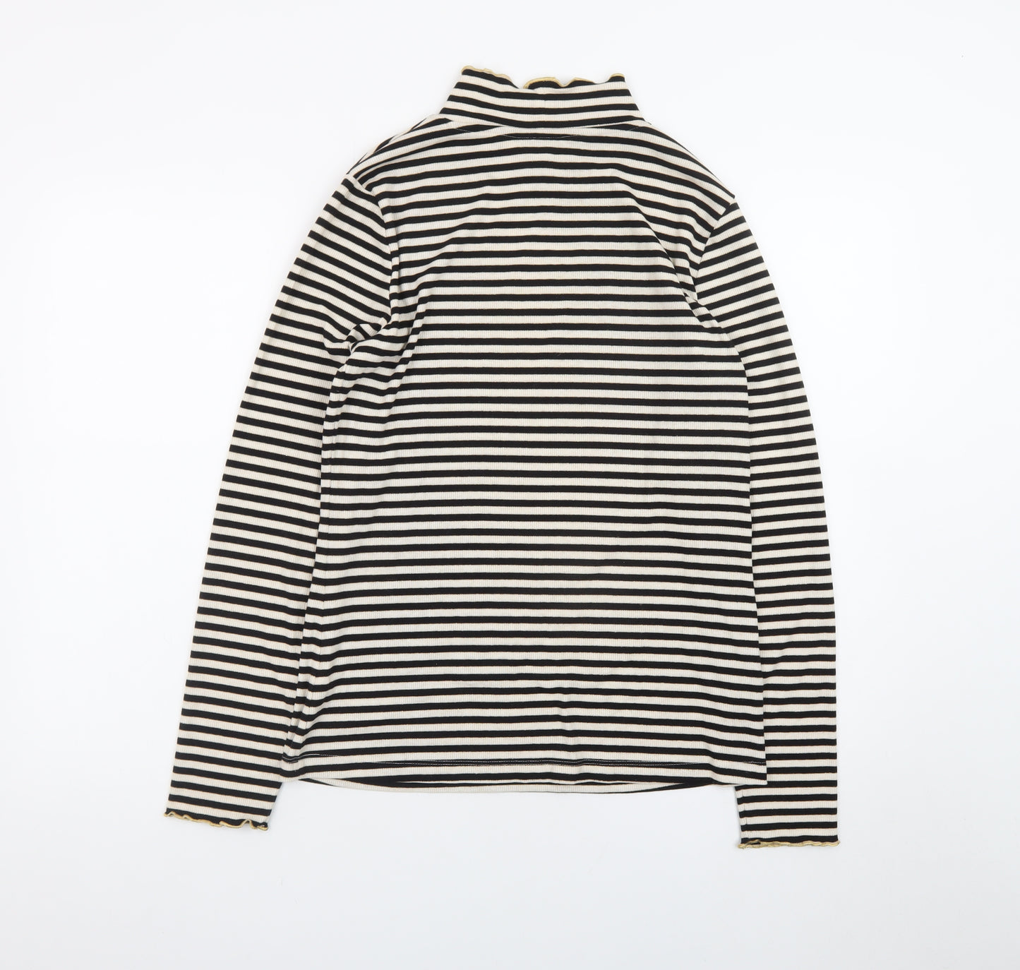 F&F Women’s Black Striped Long Sleeve Mock Neck Jersey Top Size 16