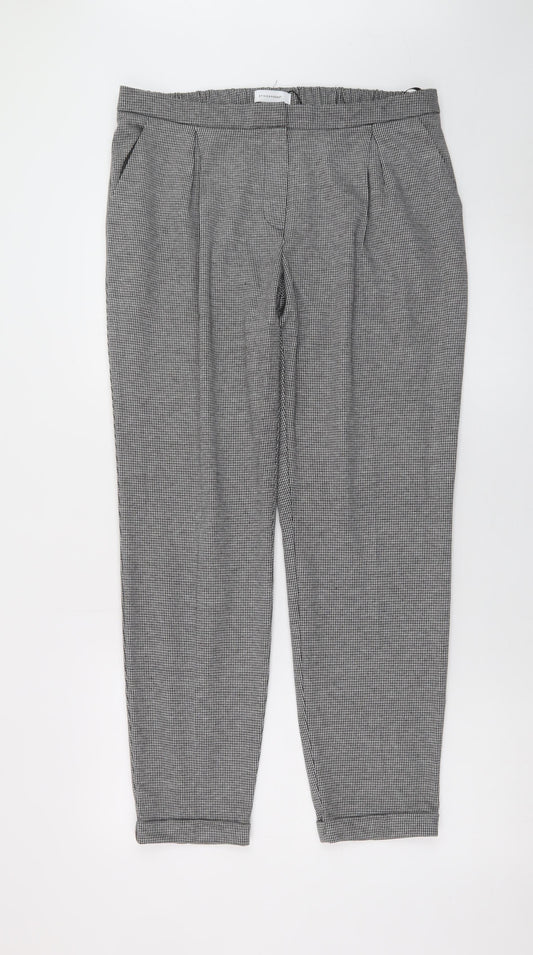 Atmosphere Women's Grey Houndstooth Tapered Trousers Size 14