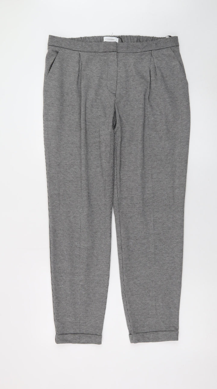 Atmosphere Women's Grey Houndstooth Tapered Trousers Size 14