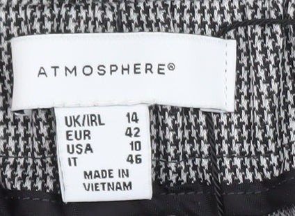 Atmosphere Women's Grey Houndstooth Tapered Trousers Size 14