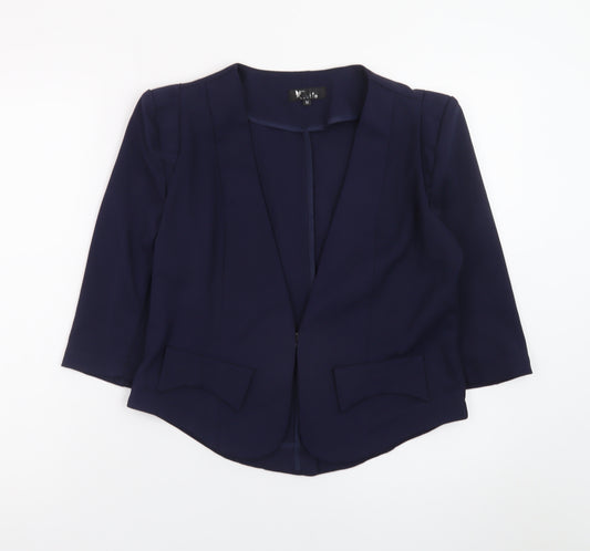 Cutie Women Navy Blue Blazer M Regular 3/4 Sleeve Open Front