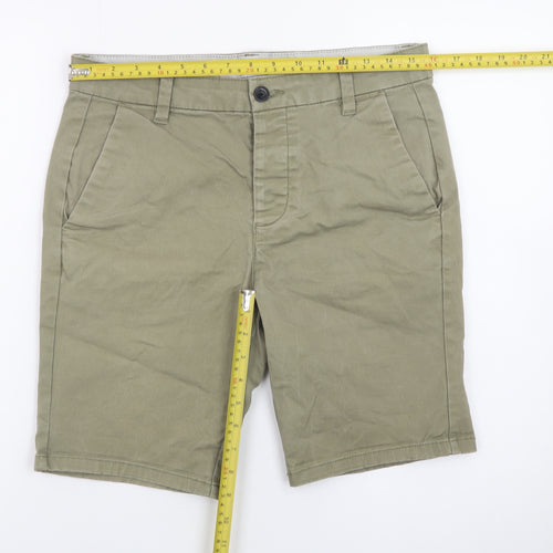 Topman Men's Green Stretch Chino Shorts W30 Slim Fit
