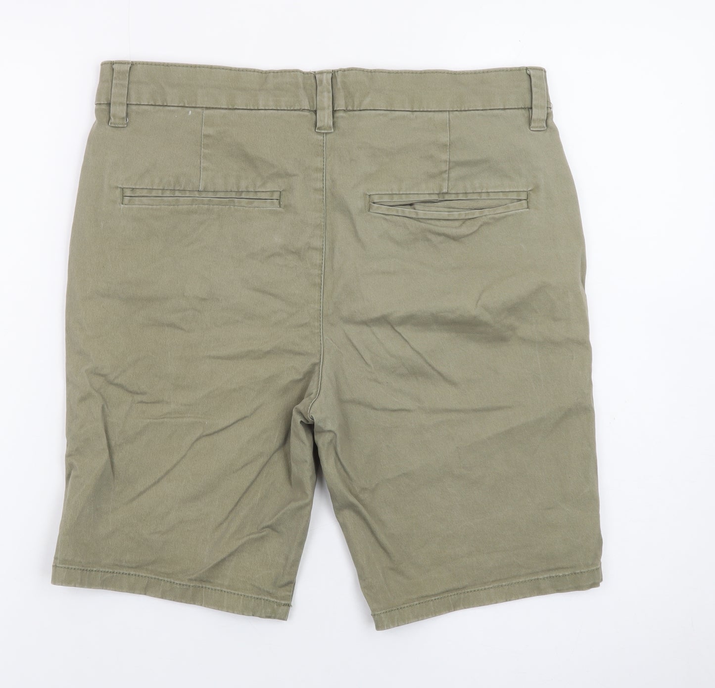 Topman Men's Green Stretch Chino Shorts W30 Slim Fit