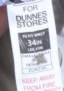 Dunnes Stores Men's Beige Chino Trousers 34W 31L Regular Fit