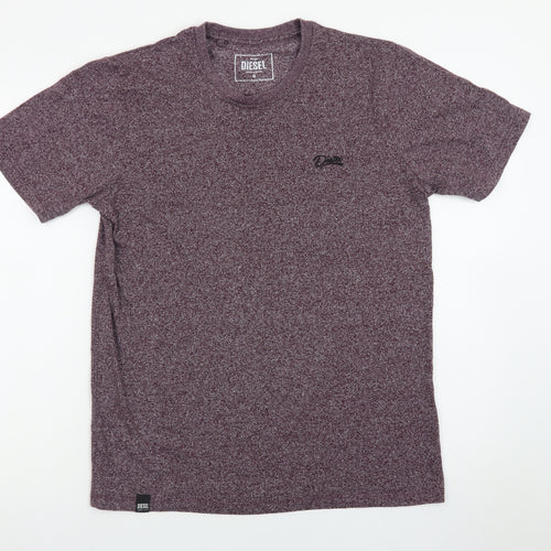Diesel Men's Purple Short Sleeve Crew Neck Cotton Blend T-Shirt Size M